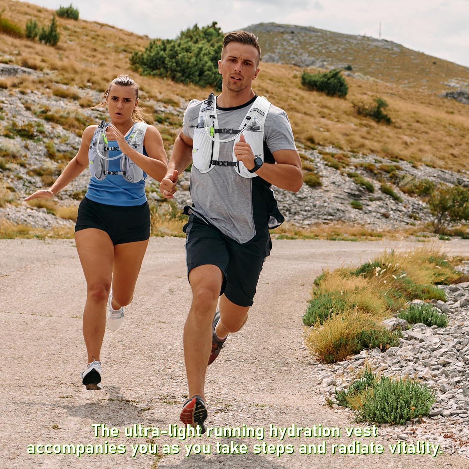 imageN NEVO RHINO Running VestHydration Vest 5L with 15L Water BladderLightweight Hydration Pack Water Backpack for Hiking RaceWhite