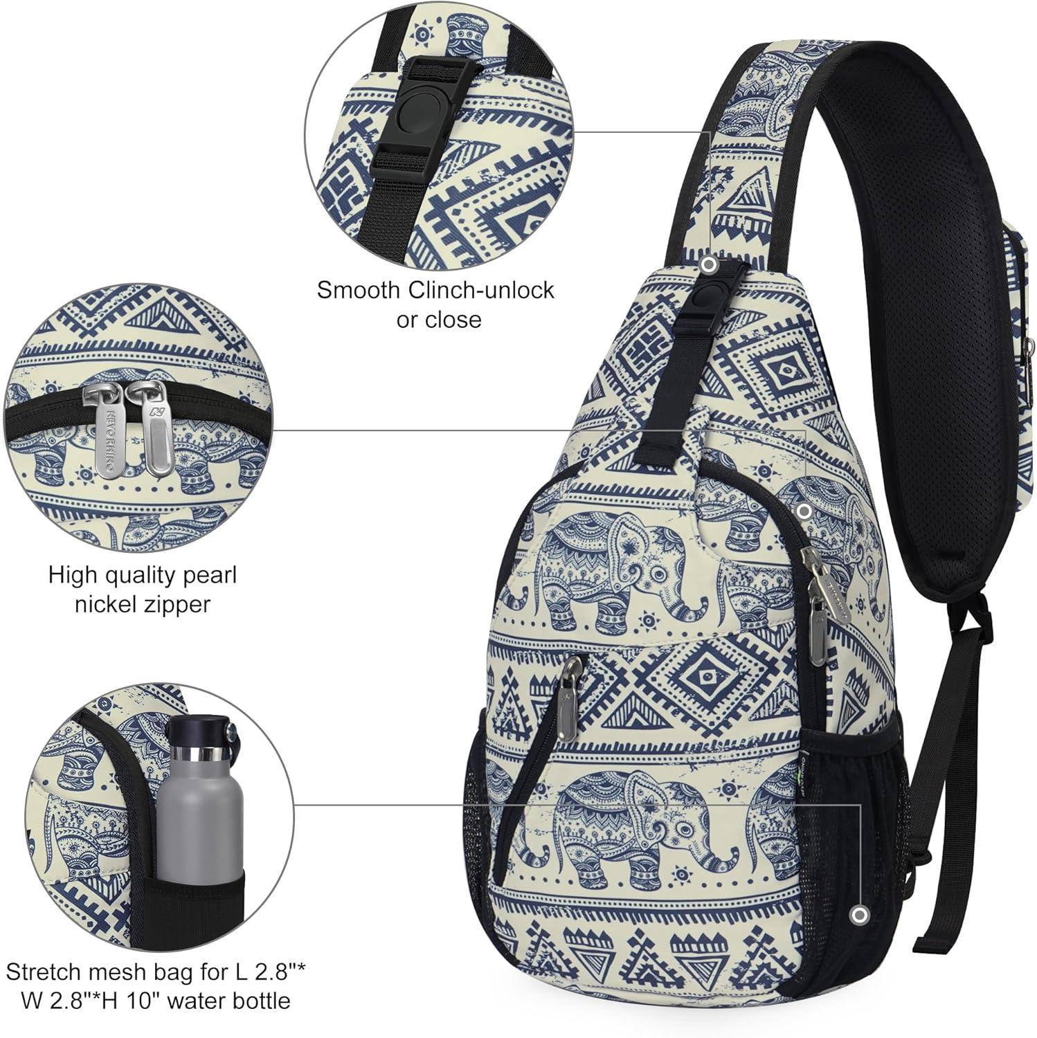 imageN NEVO RHINO Sling Backpack Multipurpose Crossbody Bag Sling Bag Daypack for Travel Hiking Sports Lucky Elephant6