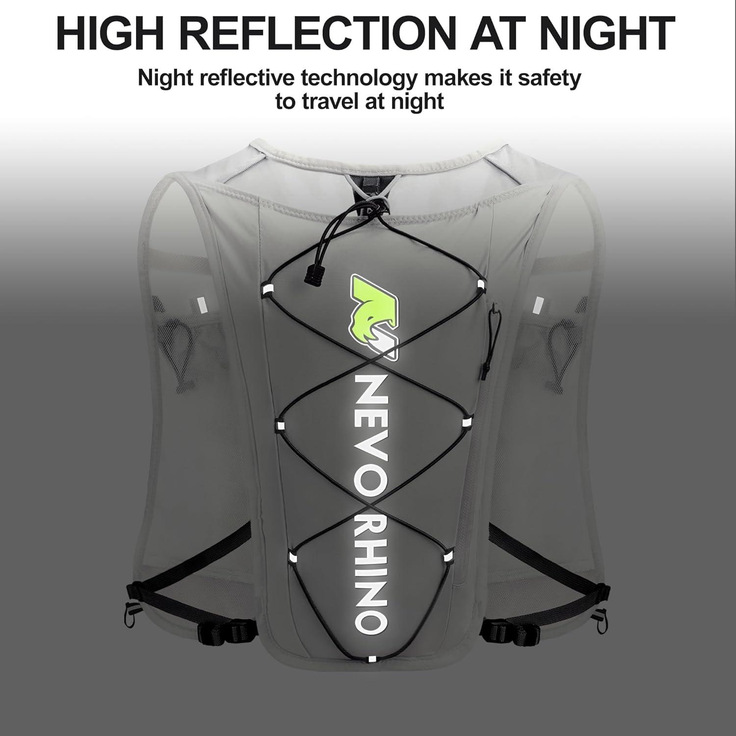 imageWaterproof Running Vest 55L Breathable Running Hydration Vest with 15L Water Bladder Water Vest for Hiking Trail Marathon Race Ideal for Women and MenWhite