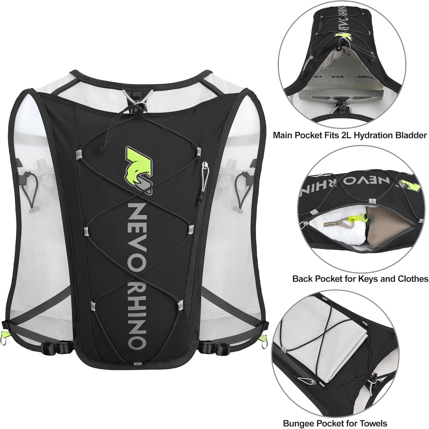 imageWaterproof Running Vest 55L Breathable Running Hydration Vest with 15L Water Bladder Water Vest for Hiking Trail Marathon Race Ideal for Women and MenBlack