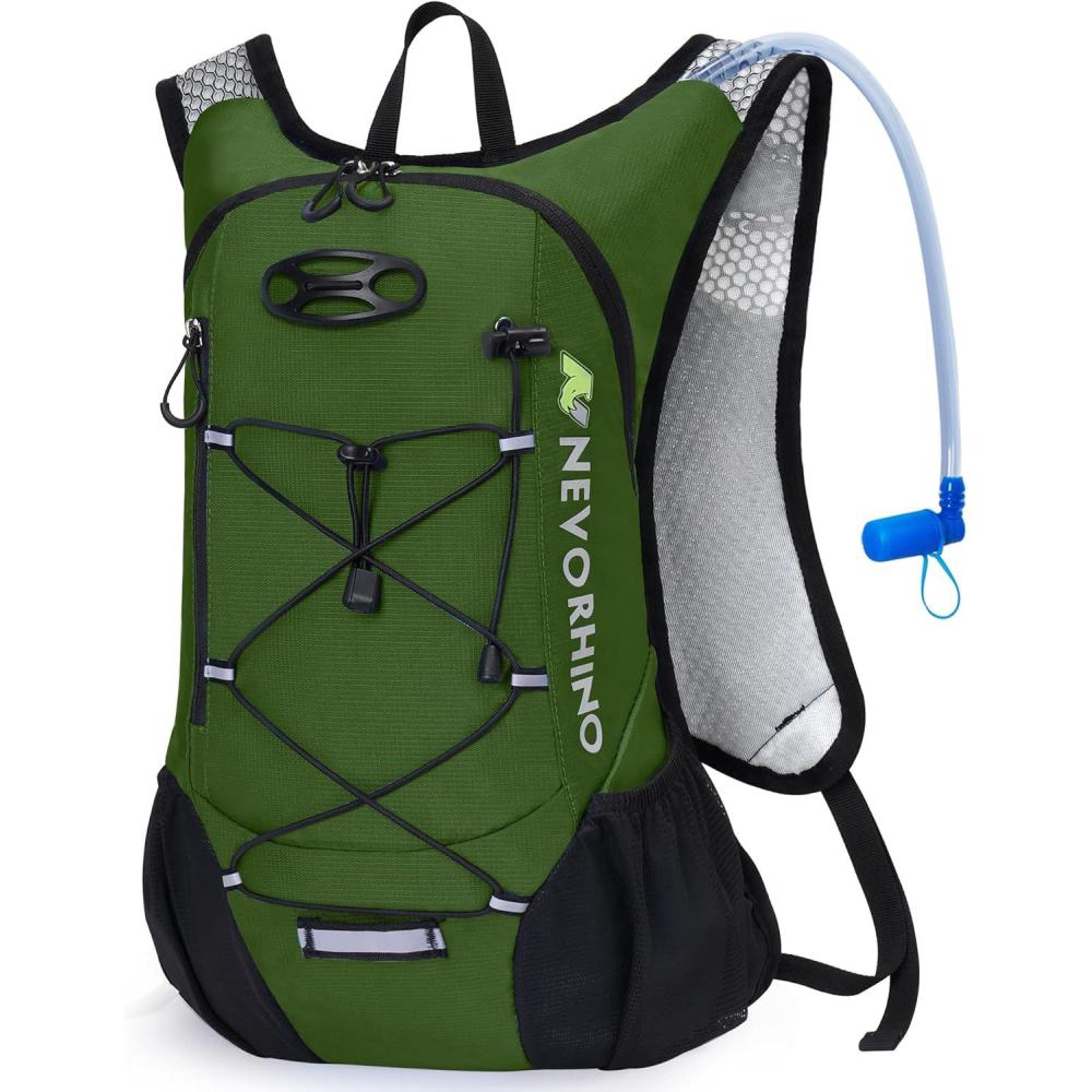 imageLightweight Hydration Backpack Running Backpack with 2L Water Bladder Hydro Water Daypack for Cycling Hiking Rave for Men WomenArmy Green2