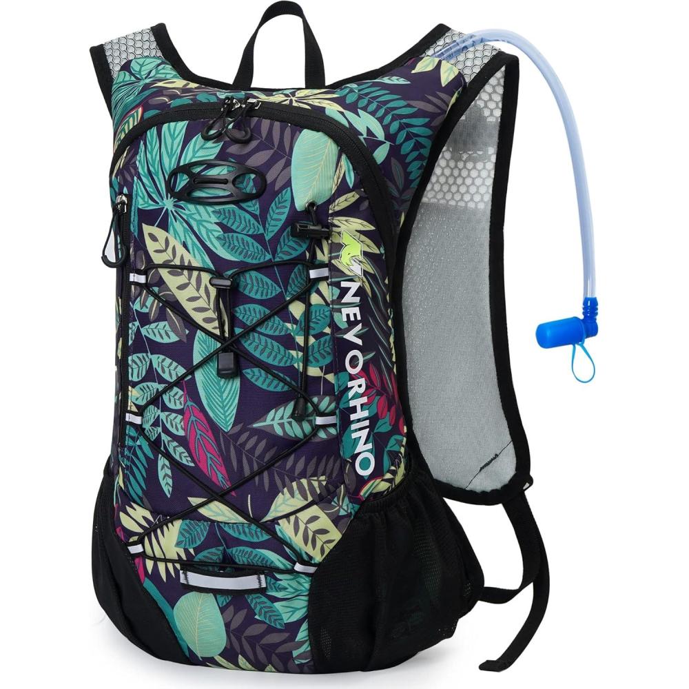 imageLightweight Hydration Backpack Running Backpack with 2L Water Bladder Hydro Water Daypack for Cycling Hiking Rave for Men WomenBlue Print2