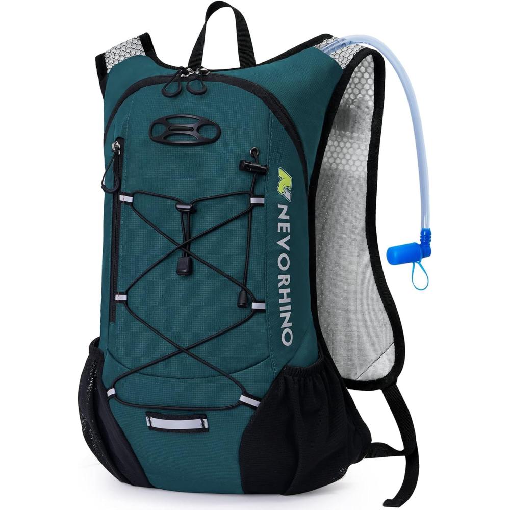 imageLightweight Hydration Backpack Running Backpack with 2L Water Bladder Hydro Water Daypack for Cycling Hiking Rave for Men WomenPlaid Dark blue