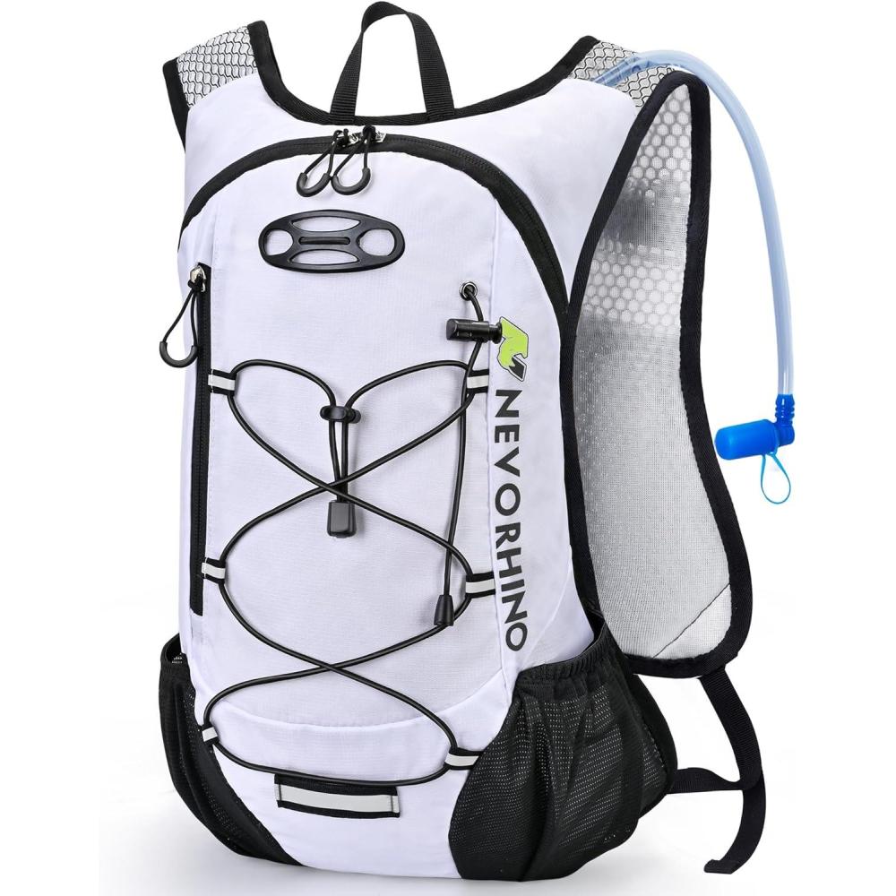 imageLightweight Hydration Backpack Running Backpack with 2L Water Bladder Hydro Water Daypack for Cycling Hiking Rave for Men WomenWhite