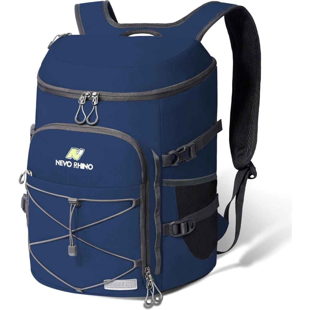 imageN NEVO RHINO Backpack Coolers Insulated Leak Proof 3654 CansPortable Lightweight Waterproof Insulated Cooler Backpack for Men ampamp Women Ideal for CampingTravelBeachPicnicsLunch ampamp Day Trips2025Dark Blue36Cans