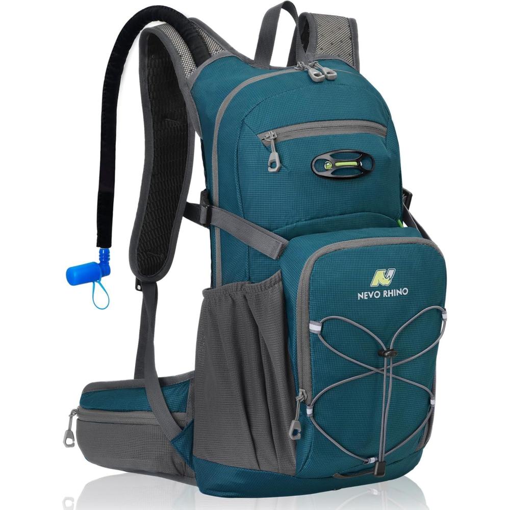 imageN NEVO RHINO Hydration Backpack 18L Multipurpose Hiking Backpack with 3L Water Bladder Water Backpack Insulated Hydration Pack Ideal for Hiking and CyclingLake Blue