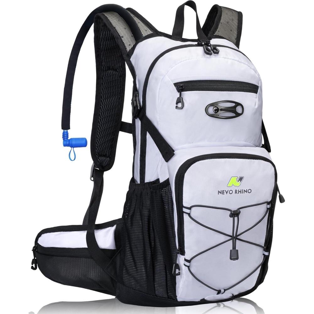 imageN NEVO RHINO Hydration Backpack 18L Multipurpose Hiking Backpack with 3L Water Bladder Water Backpack Insulated Hydration Pack Ideal for Hiking and CyclingWhite