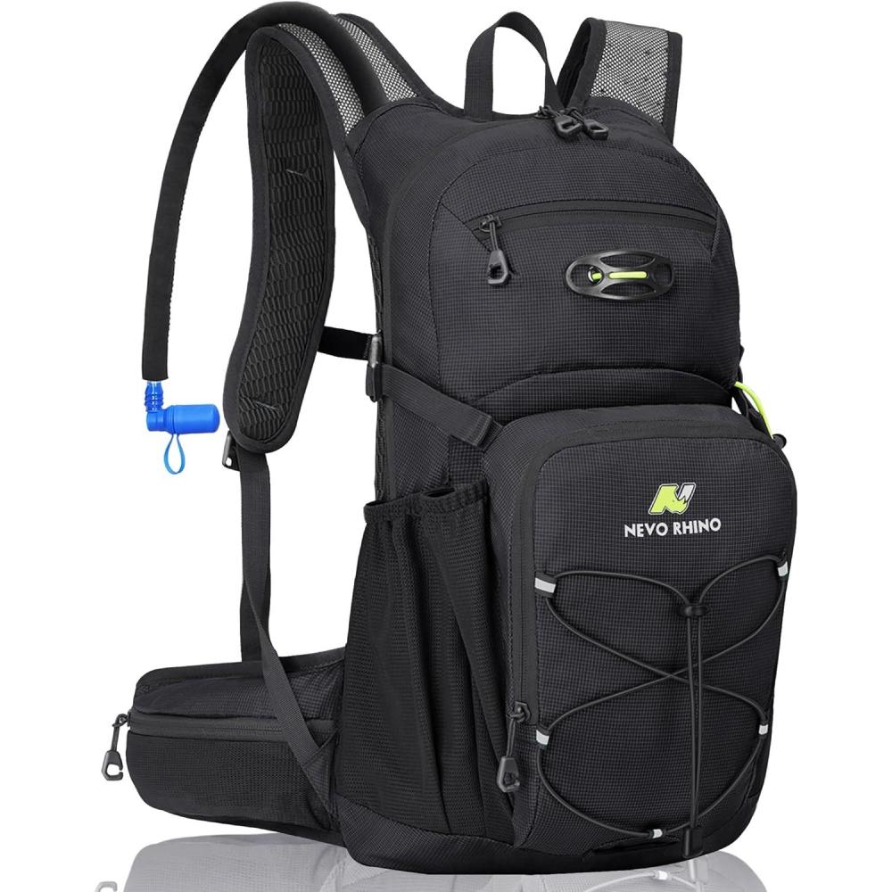 imageN NEVO RHINO Hydration Backpack 18L Multipurpose Hiking Backpack with 3L Water Bladder Water Backpack Insulated Hydration Pack Ideal for Hiking and CyclingBlack
