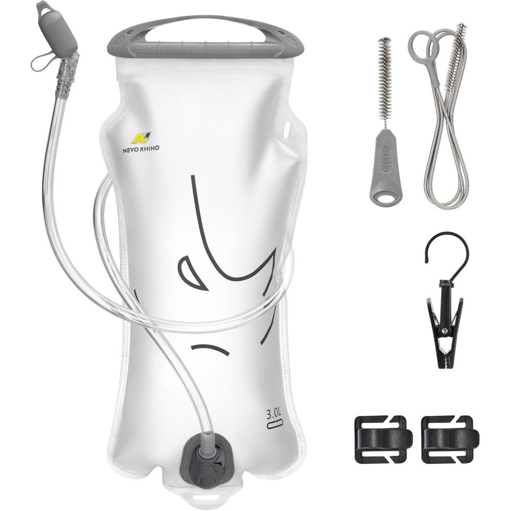 imageN NEVO RHINO Hydration Bladder 2L3LWater Reservoir for Hiking Backpack Leak Proof Water Storage BladderBPAFree Water Pouch Hydration Pack for Camping Cycling Running3Lwith clean kit