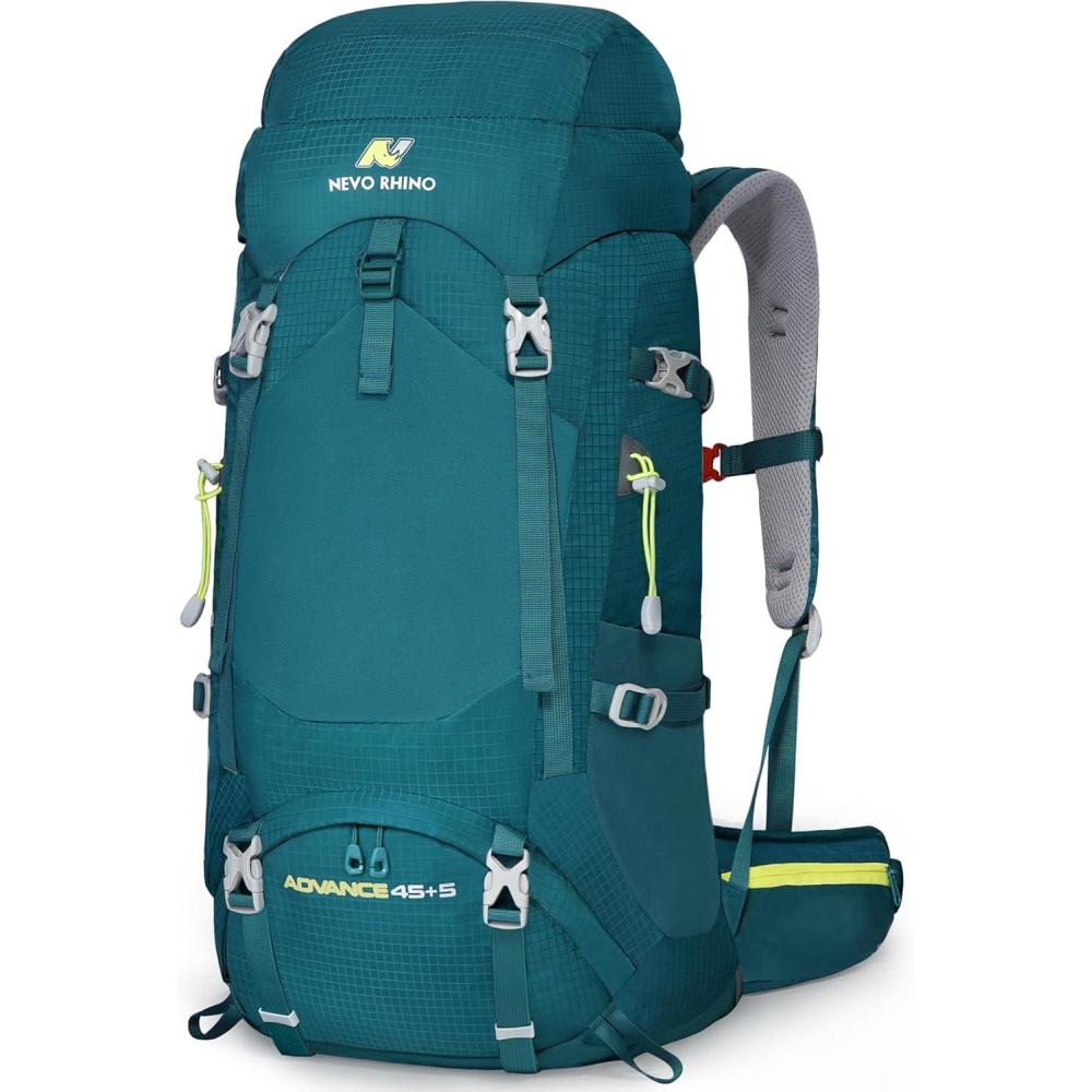 imageN NEVO RHINO Internal Frame Hiking Backpack 5060657080L Mountain Climbing Camping Backpack Daypack Waterproof Rain Cover01 Green