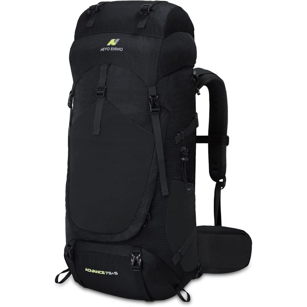 imageN NEVO RHINO Internal Frame Hiking Backpack 5060657080L Mountain Climbing Camping Backpack Daypack Waterproof Rain Cover21 Black