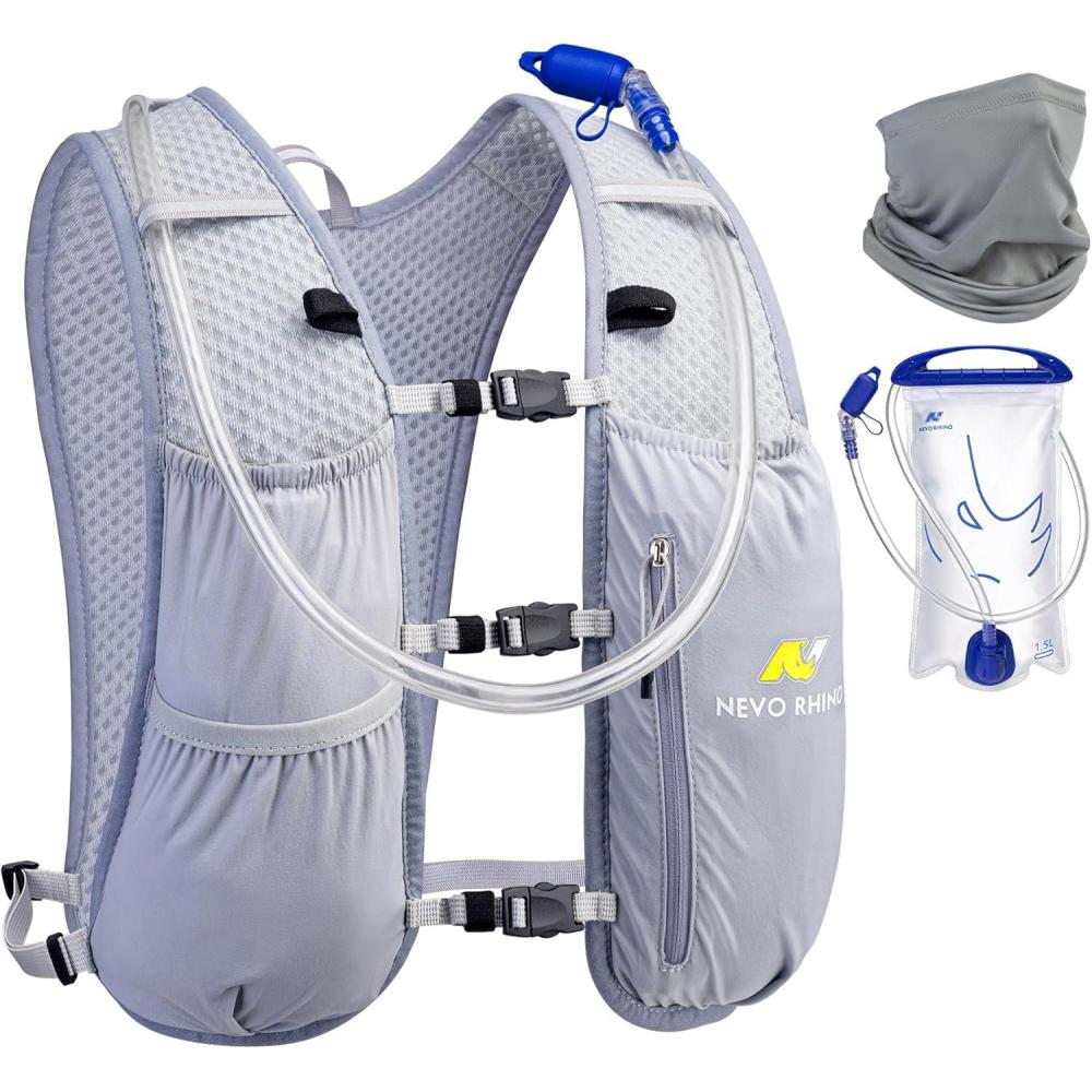 imageN NEVO RHINO Running Hydration Vest for Women 15L Water Bladder Backpack 5L Small Lightweight Breathable Hydration Vest for Hiking Trail Running Cycling Marathon for WomenGrey