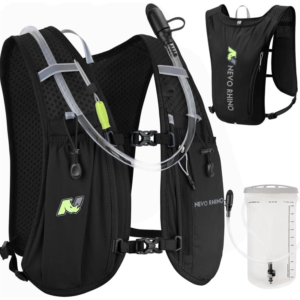 imageN NEVO RHINO Running VestHydration Vest 5L with 15L Water BladderLightweight Hydration Pack Water Backpack for Hiking RaceBlack