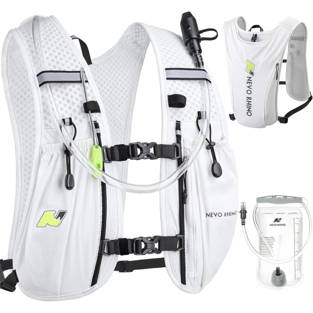 imageN NEVO RHINO Running VestHydration Vest 5L with 15L Water BladderLightweight Hydration Pack Water Backpack for Hiking RaceWhite