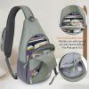 imageN NEVO RHINO Crossbody Sling Backpack Small Sling Bag Hiking Daypack Chest Bag Travel Shoulder Bags with Antitheft Pocket Light Gray Green
