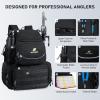imageN NEVO RHINO Fishing Tackle Backpack with Rod Holders 40L Large Fishing Bag with Waterproof Rain CoverOutdoor Tackle BagBlack Pack with 4 Trays