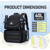 imageN NEVO RHINO Fishing Tackle Backpack with Rod Holders 40L Large Fishing Bag with Waterproof Rain CoverOutdoor Tackle BagBlack Pack with 4 Trays