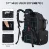 imageN NEVO RHINO Fishing Tackle Backpack with Rod Holders 40L Large Fishing Bag with Waterproof Rain CoverOutdoor Tackle BagBlack Pack with 4 Trays