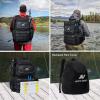 imageN NEVO RHINO Fishing Tackle Backpack with Rod Holders 40L Large Fishing Bag with Waterproof Rain CoverOutdoor Tackle BagCamouflage Black Pack with 4 Trays