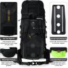 imageN NEVO RHINO Internal Frame Hiking Backpack 5060657080L Mountain Climbing Camping Backpack Daypack Waterproof Rain Cover21 Black