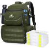 imageN NEVO RHINO Fishing Tackle Backpack with Rod Holders 40L Large Fishing Bag with Waterproof Rain CoverOutdoor Tackle BagArmy Green Pack with 4 Trays