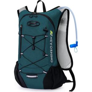 imageLightweight Hydration Backpack Running Backpack with 2L Water Bladder Hydro Water Daypack for Cycling Hiking Rave for Men WomenPlaid Dark blue