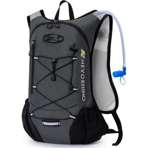 imageLightweight Hydration Backpack Running Backpack with 2L Water Bladder Hydro Water Daypack for Cycling Hiking Rave for Men WomenPlaid Dark gray