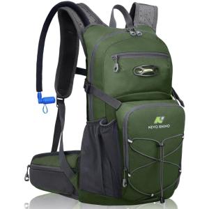 imageN NEVO RHINO Hydration Backpack 18L Multipurpose Hiking Backpack with 3L Water Bladder Water Backpack Insulated Hydration Pack Ideal for Hiking and CyclingArmy Green