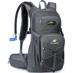 imageN NEVO RHINO Hydration Backpack 18L Multipurpose Hiking Backpack with 3L Water Bladder Water Backpack Insulated Hydration Pack Ideal for Hiking and CyclingGrey
