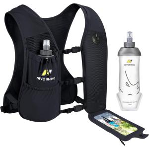imageRunning Vest with 350 ML TPU Soft Flask Small Running Water Vest Adjustable Chest Straps Lightweight Hydration Vest Pack for Trail Marathon Hiking Cycling for Women Men MiniBlack
