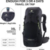 image:imageN NEVO RHINO 35L Internal Frame BackpackWomen Mens Backpacking Backpack with Rain Cover305 Liter Lightweight Hiking Backpacking Packs for CampingHikingTravelingBlack
