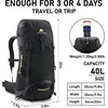 image:imageN NEVO RHINO 40L Internal Frame Hiking Backpack for Men Women with Rain Cover Lightweight Outdoor Backpacking Backpack for Camping Hiking TravelingBlack