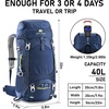 image:imageN NEVO RHINO 40L Internal Frame Hiking Backpack for Men Women with Rain Cover Lightweight Outdoor Backpacking Backpack for Camping Hiking TravelingBlue