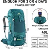 image:imageN NEVO RHINO 40L Internal Frame Hiking Backpack for Men Women with Rain Cover Lightweight Outdoor Backpacking Backpack for Camping Hiking TravelingDark Green