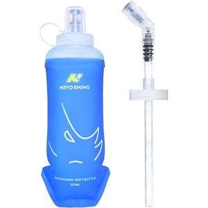 image:imageN NEVO RHINO 350ml500ml TPU Soft Flask with Straw for Hydration Vest Pack Collapsible Water Bottle for Running Trail Hiking Cycling Marathon Camping118 Ounces
