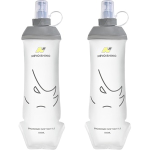 image:imageN NEVO RHINO Soft Flask 17oz500ml 2PCS TPU Running Water Bottle for Running Vest and Hydration Backpack Leakproof BPAFree Collapsible Water Bottles for Hiking Cycling Marathon2500mlWhite
